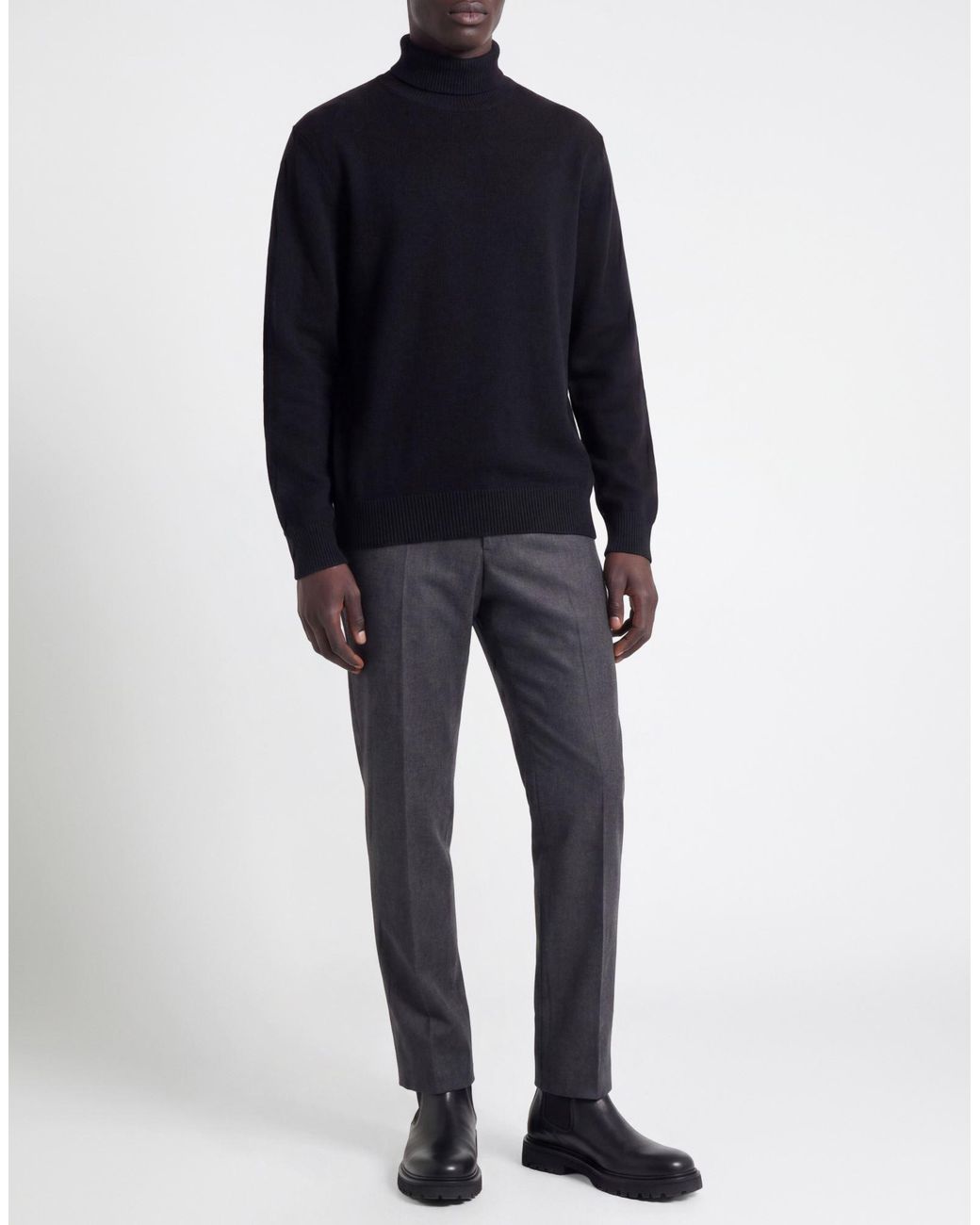 Laneus Black Turtleneck Merino Wool, Cashmere for men