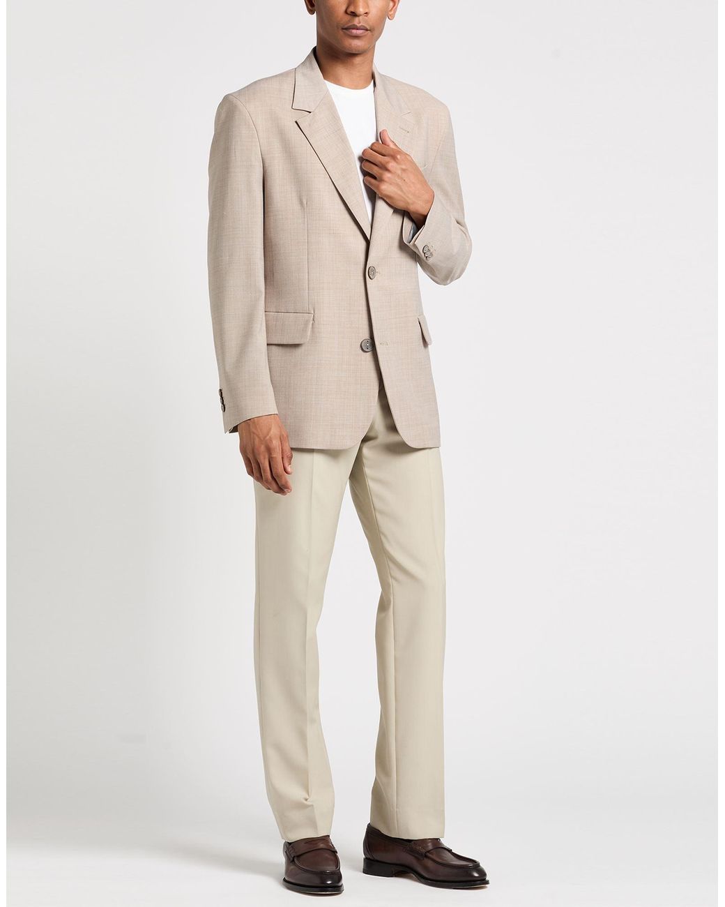 Hevò Natural Taupe Blazer Polyester, Wool, Elastane for men