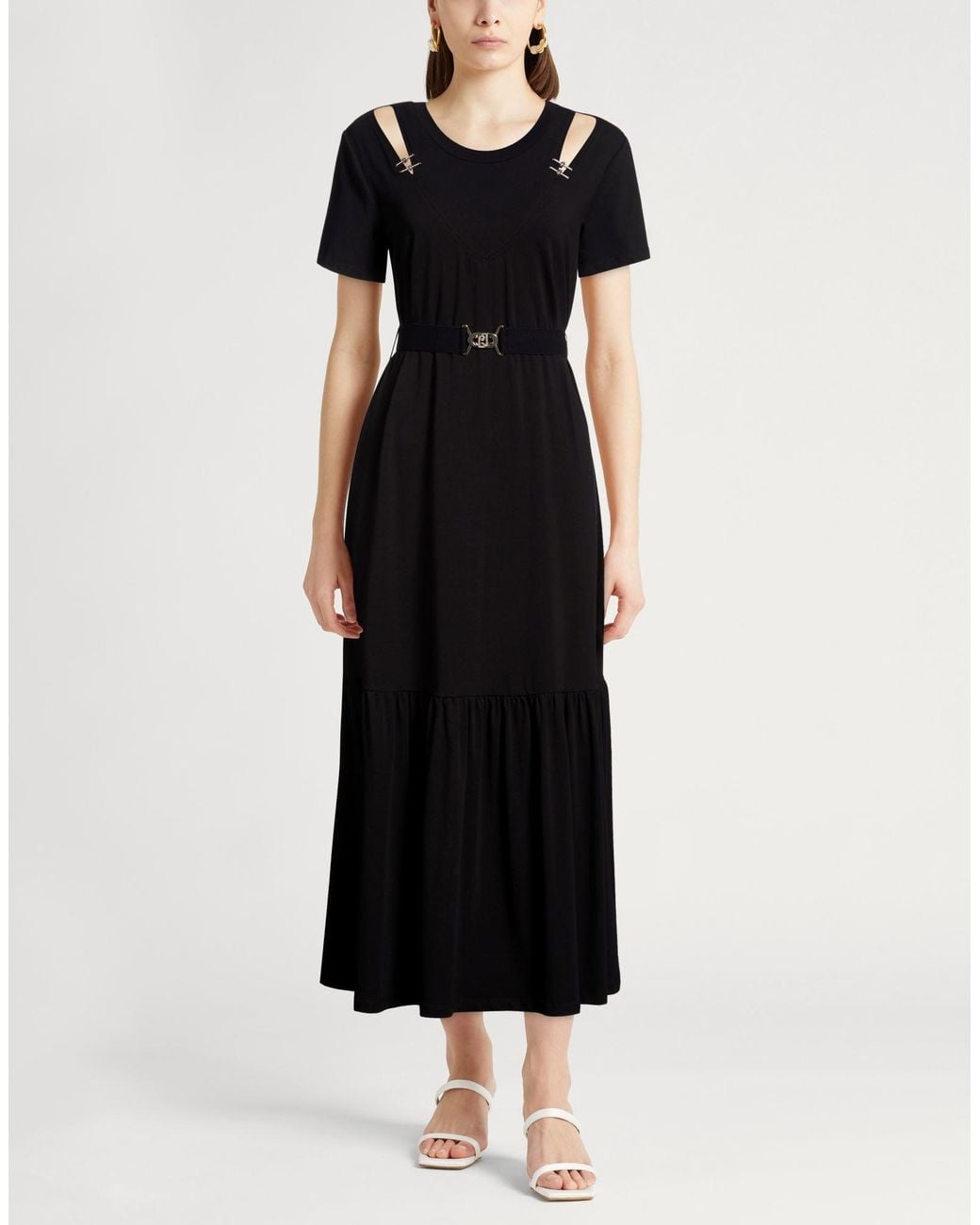 Liu Jo Black Maxi Dress Cotton, Elastane