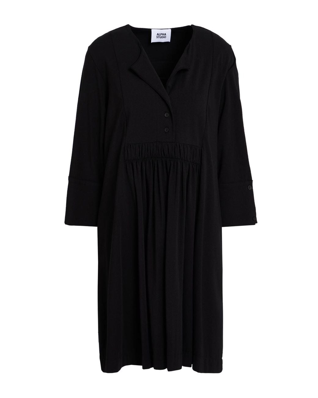 Alpha Studio Black Mini Dress Cotton, Elastane
