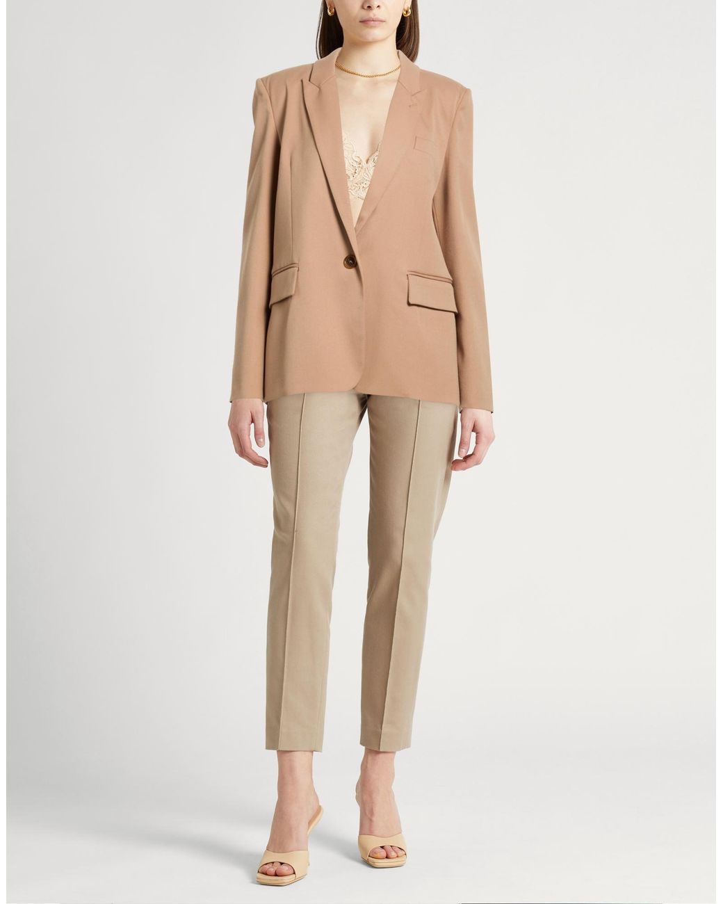 Erika Cavallini Semi Couture Natural Blazer Polyester, Virgin Wool, Elastane