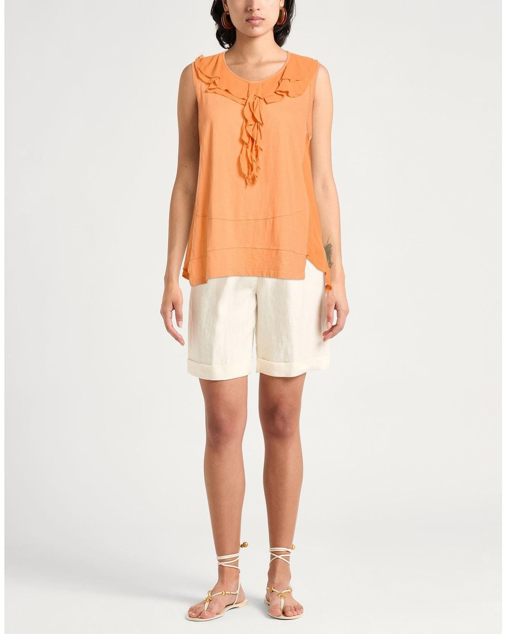 High Orange Top Cotton, Linen, Viscose
