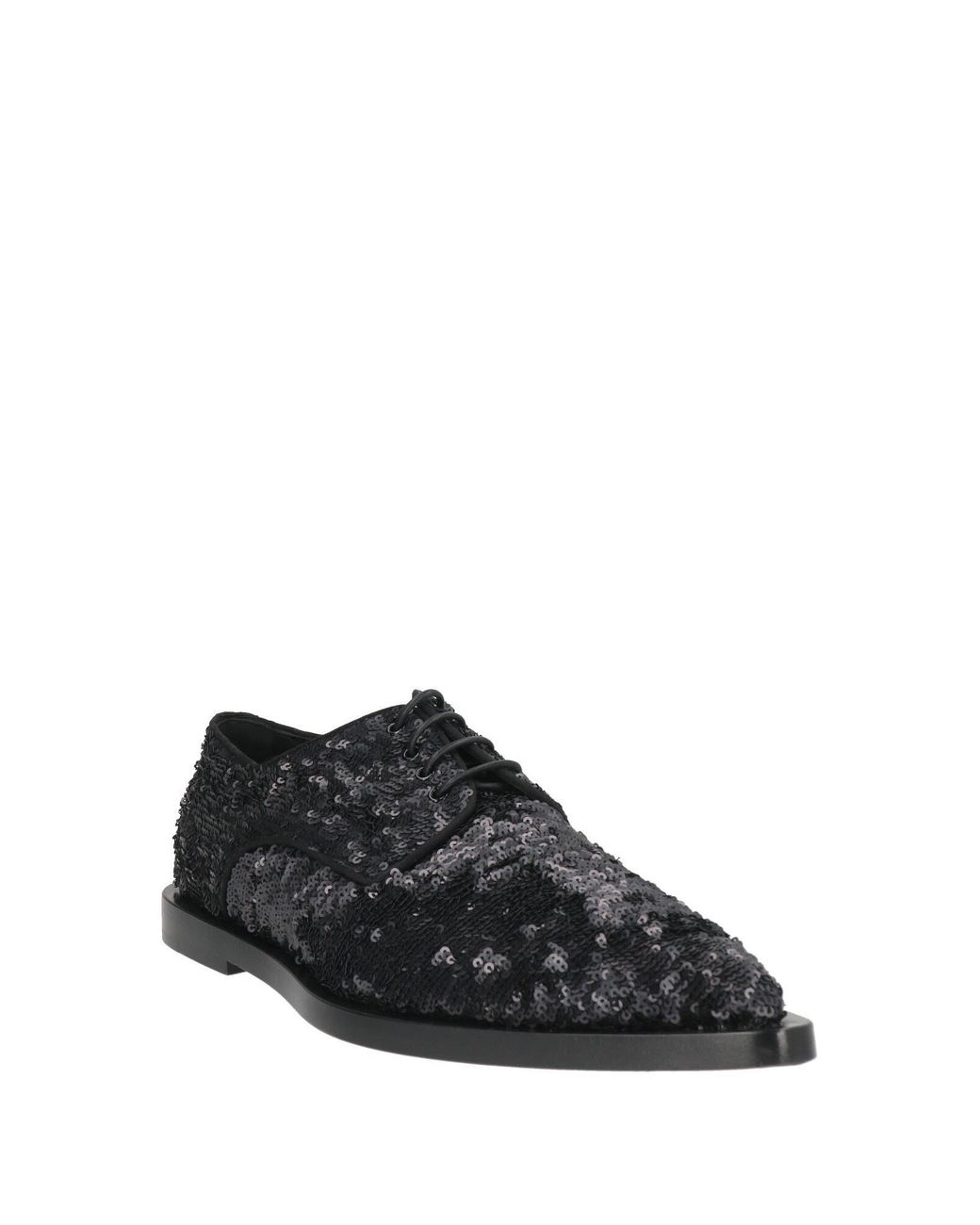 Dolce & Gabbana Black Lace-Up Shoes Textile Fibers, Leather for men