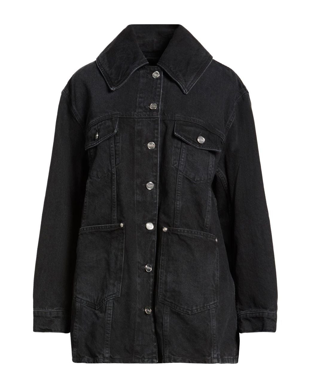 Ganni Black Denim Outerwear Organic Cotton, Recycled Cotton