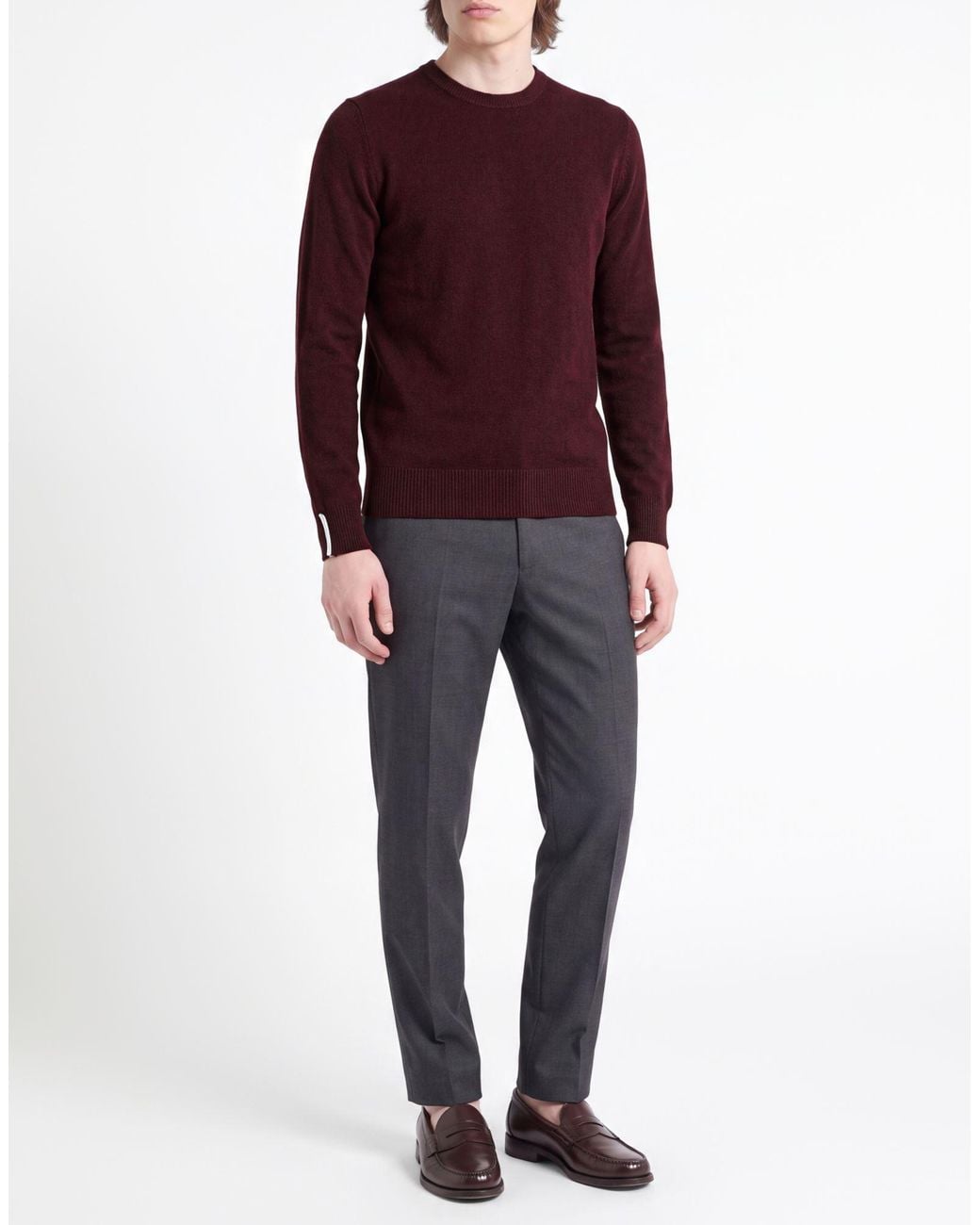 Alpha Studio Purple Burgundy Sweater Geelong Wool for men