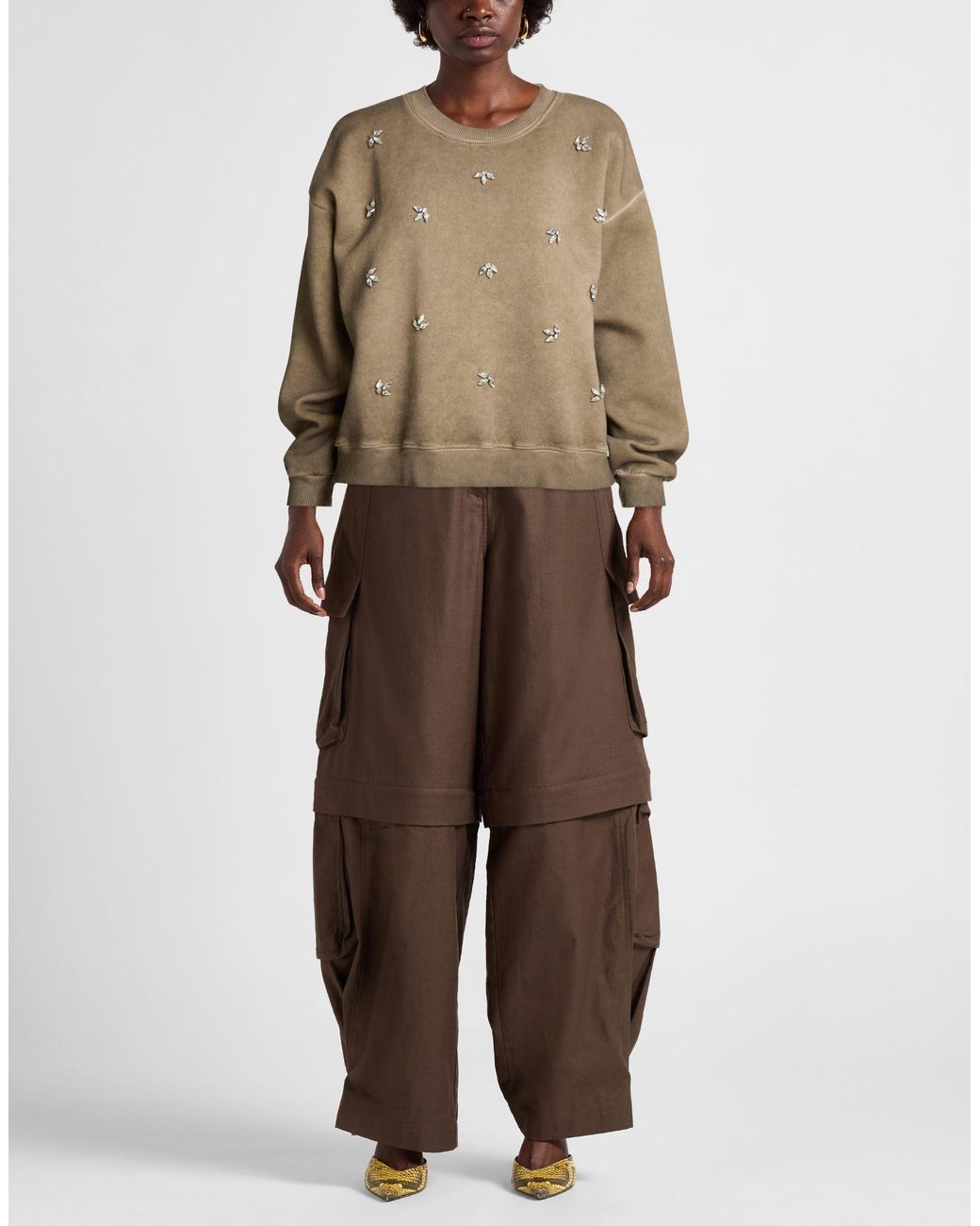 Kaos Brown Khaki Sweatshirt Cotton, Polyester