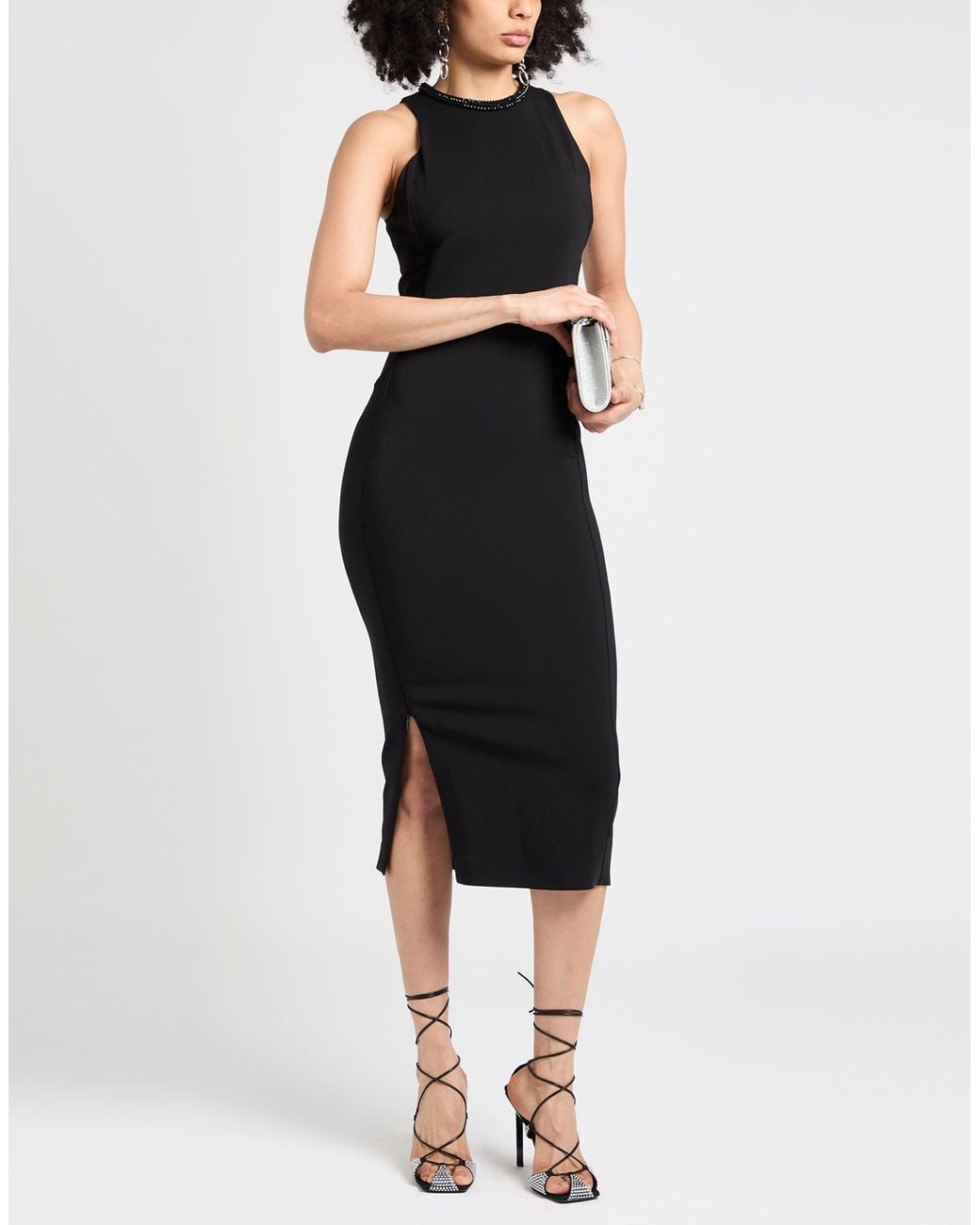 Pinko Black Midi Dress Viscose, Elastane, Glass