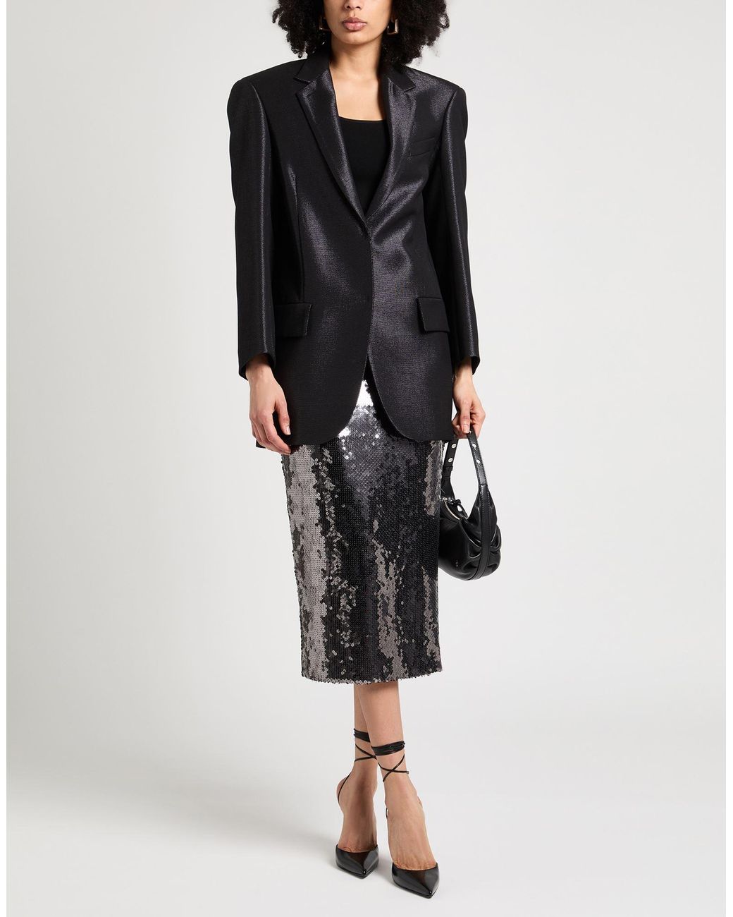 Sportmax Black Blazer Virgin Wool, Viscose, Metallic Fiber