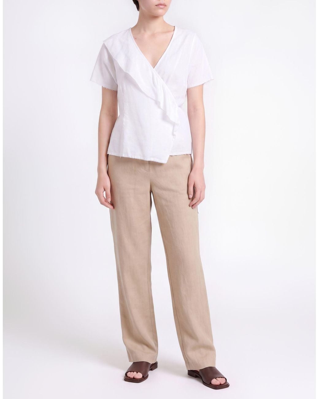 ALESSIA SANTI White Top Linen, Viscose, Modal