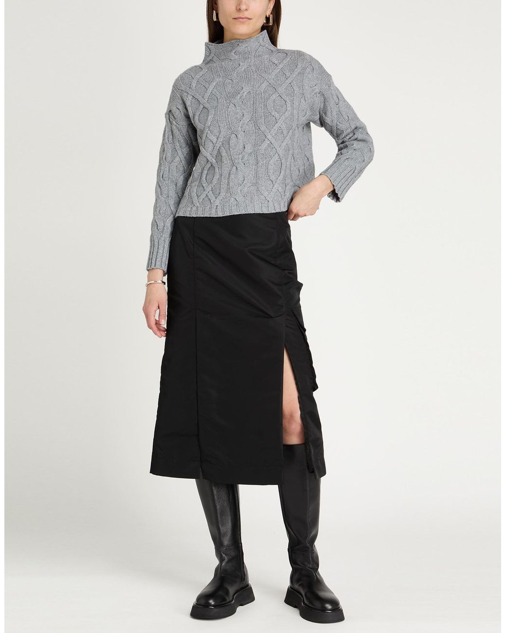 Alpha Studio Gray Turtleneck Wool, Viscose, Polyamide, Cashmere