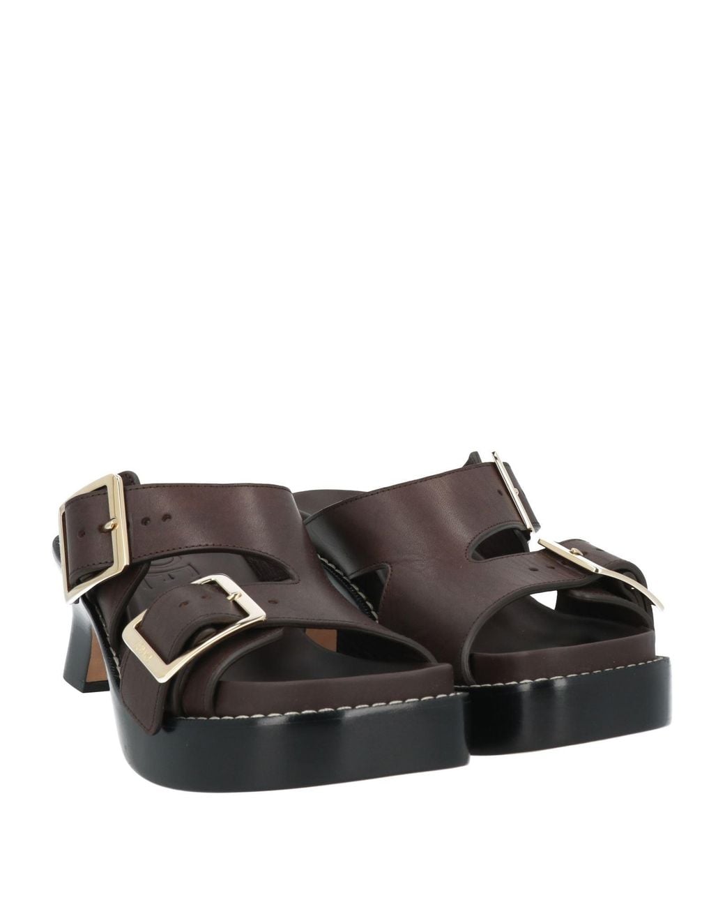 Loewe Black Leather Buckle Square-Toe Clogs