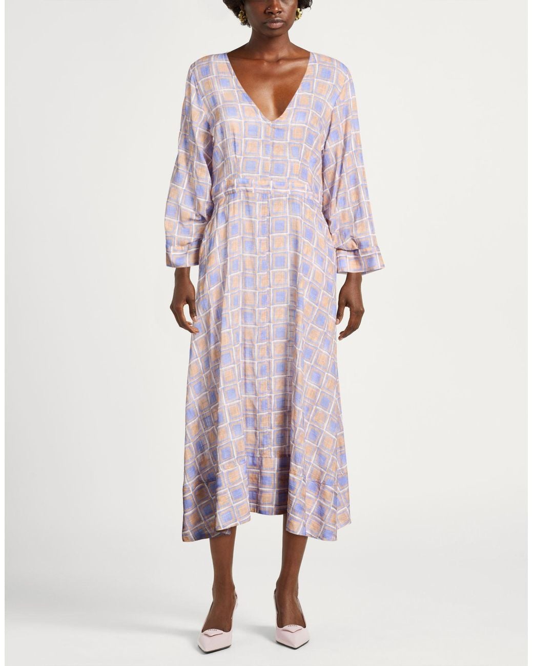 Caliban Purple Light Midi Dress Cotton