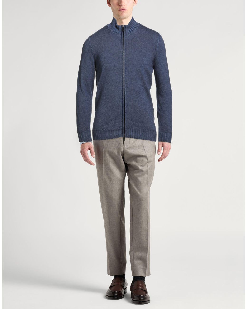 Moorer Blue Midnight Cardigan Virgin Wool for men