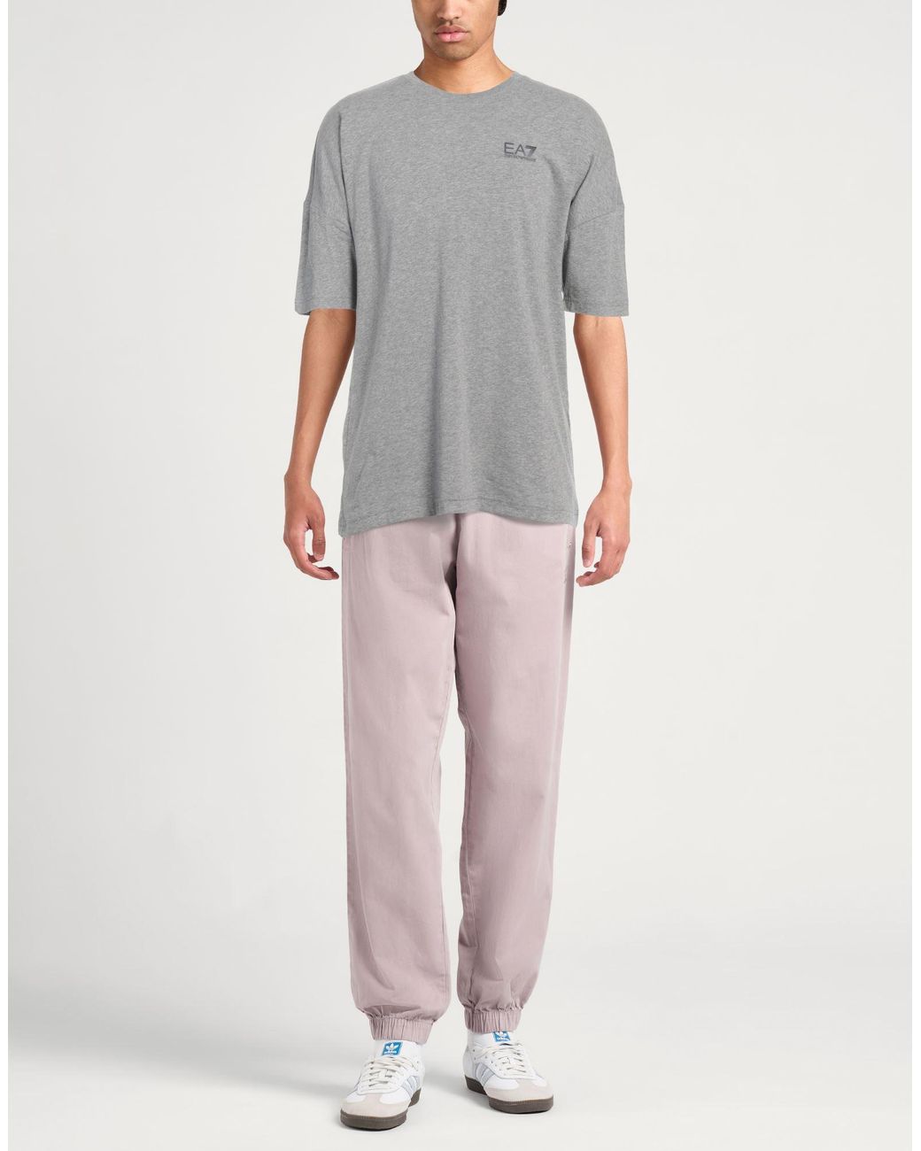 EA7 Gray T-Shirt Cotton, Elastane for men