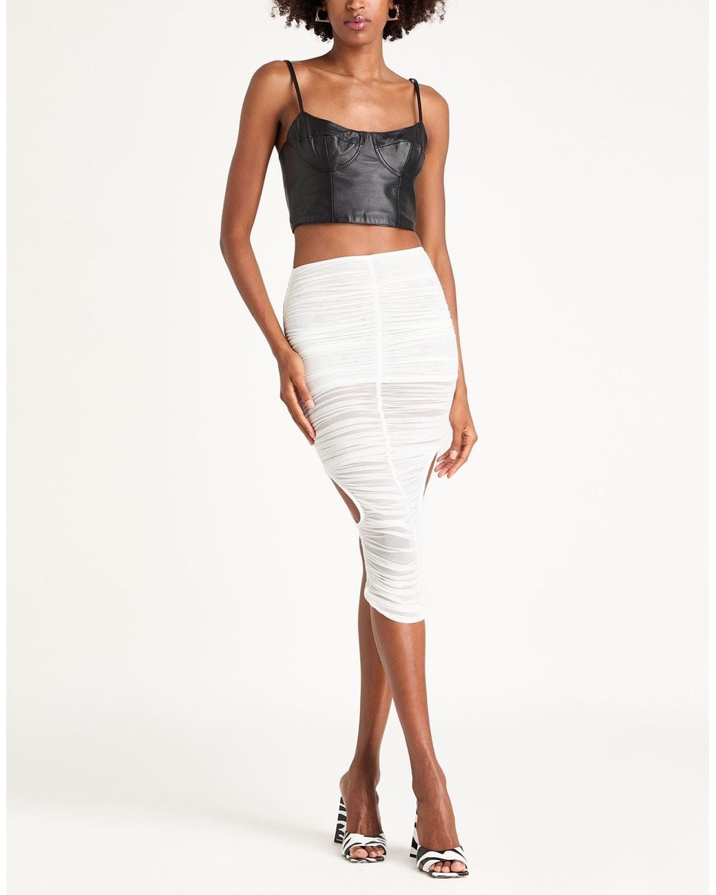 Mugler White Midi Skirt Polyamide, Elastane