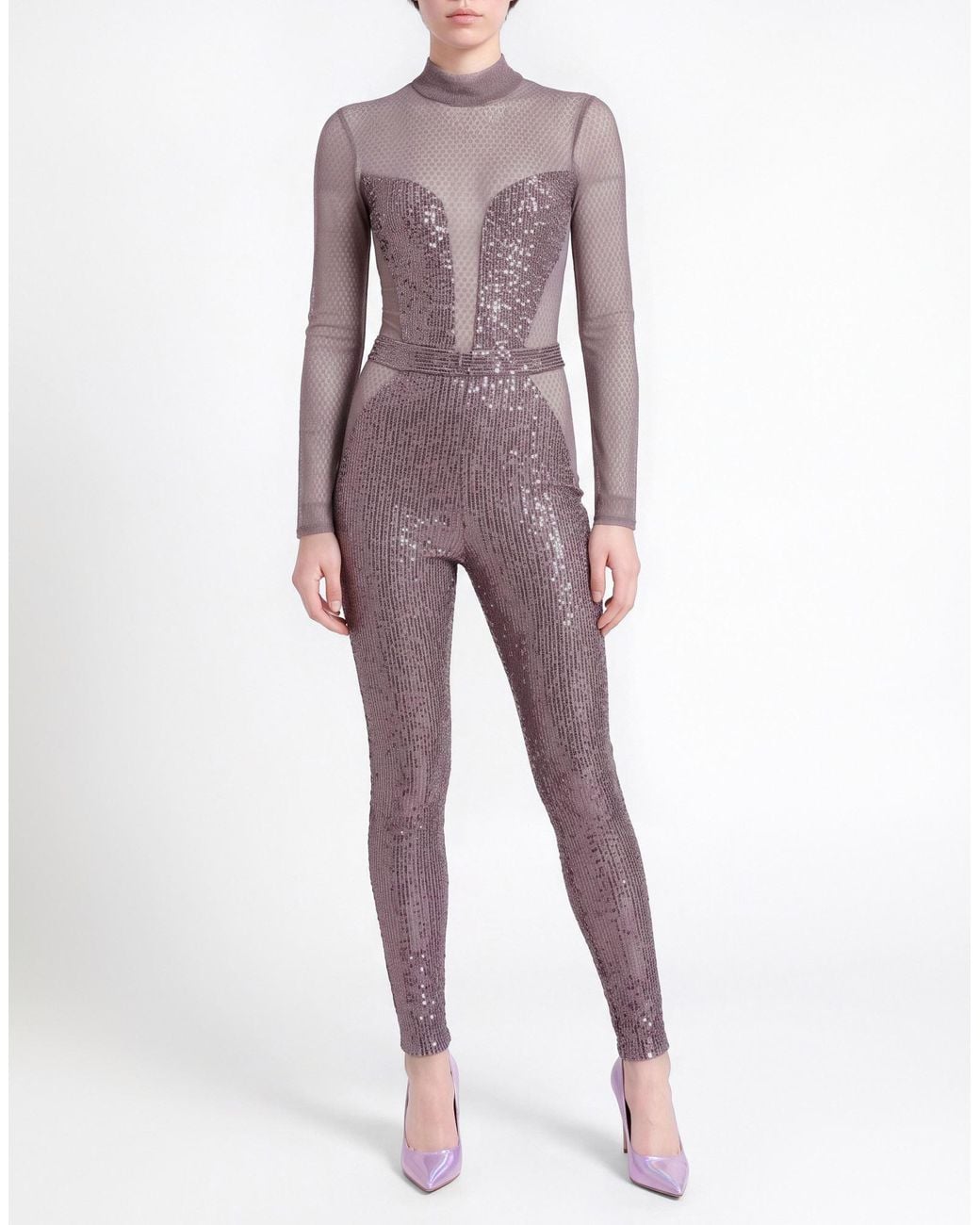 Elisabetta Franchi Purple Lilac Jumpsuit Polyester, Elastane
