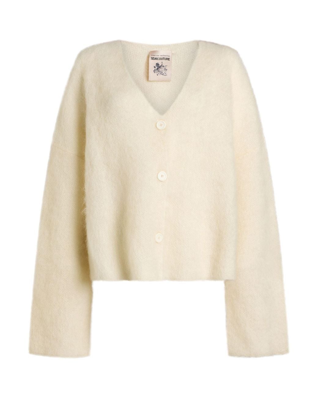 Semicouture Natural Cardigan Mohair Wool, Polyamide, Virgin Wool