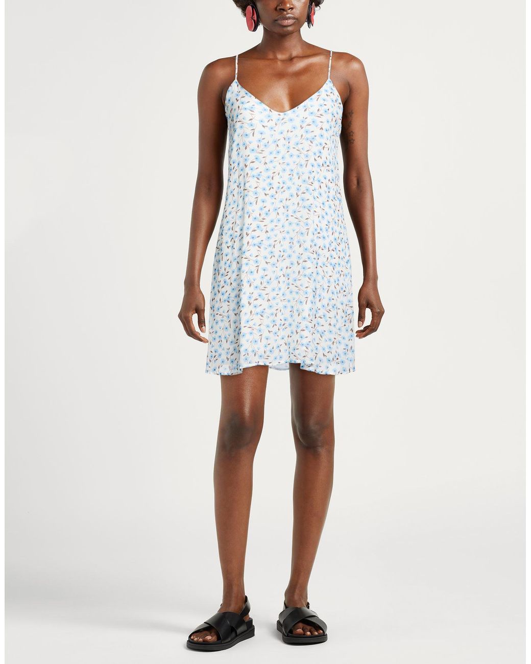 Fisico Blue Mini Dress Viscose, Cotton, Silk