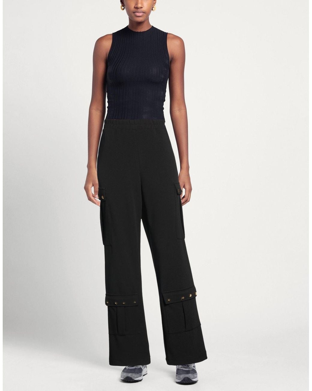 5 PROGRESS Black Pants Polyester, Elastane