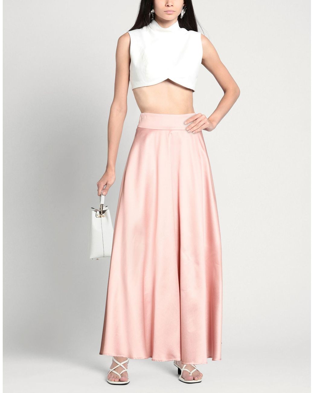 A | LIGNÉ Pink Ligné Antique Rose Maxi Skirt Polyester, Silk