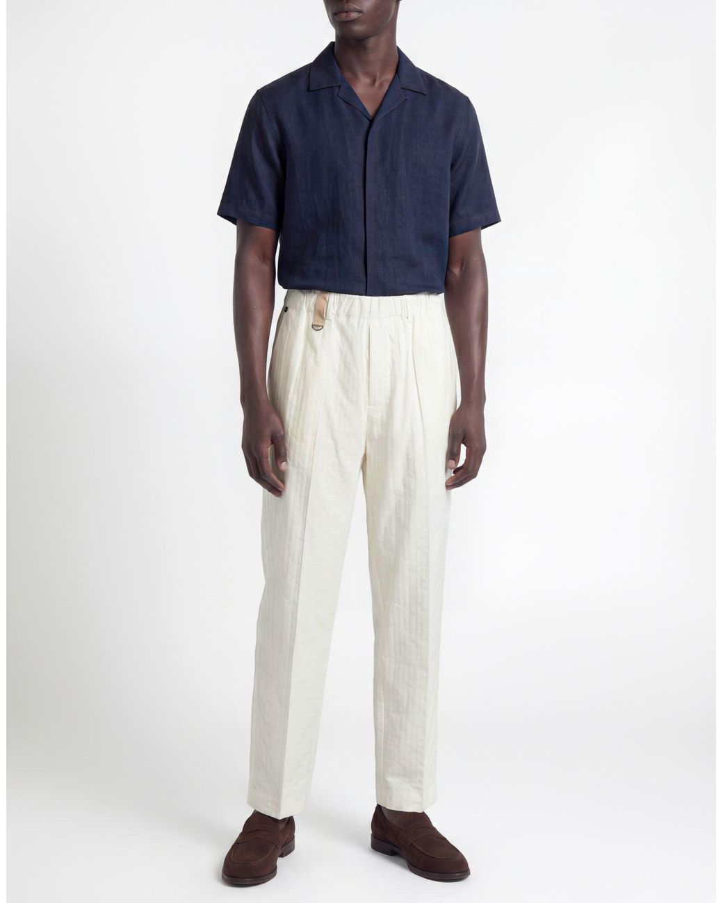 Messagerie White Ivory Pants Cotton, Polyester for men