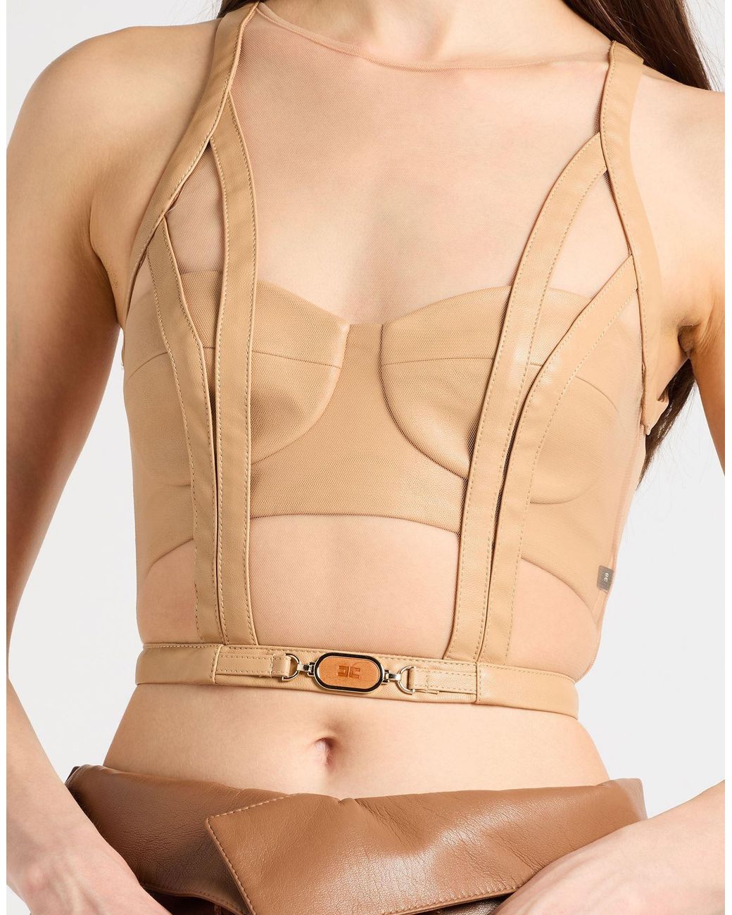 Elisabetta Franchi Natural Top Polyamide, Polyester, Polyurethane