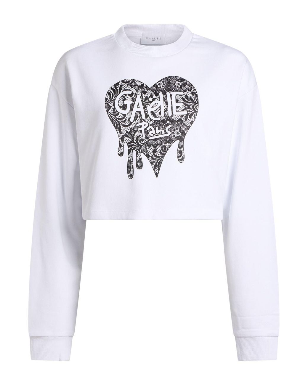 Gaelle Paris White Sweatshirt Cotton, Elastane