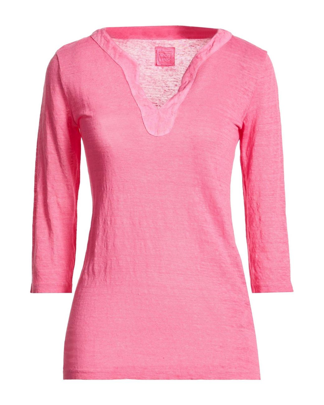120% Lino Pink Fuchsia T-Shirt Linen