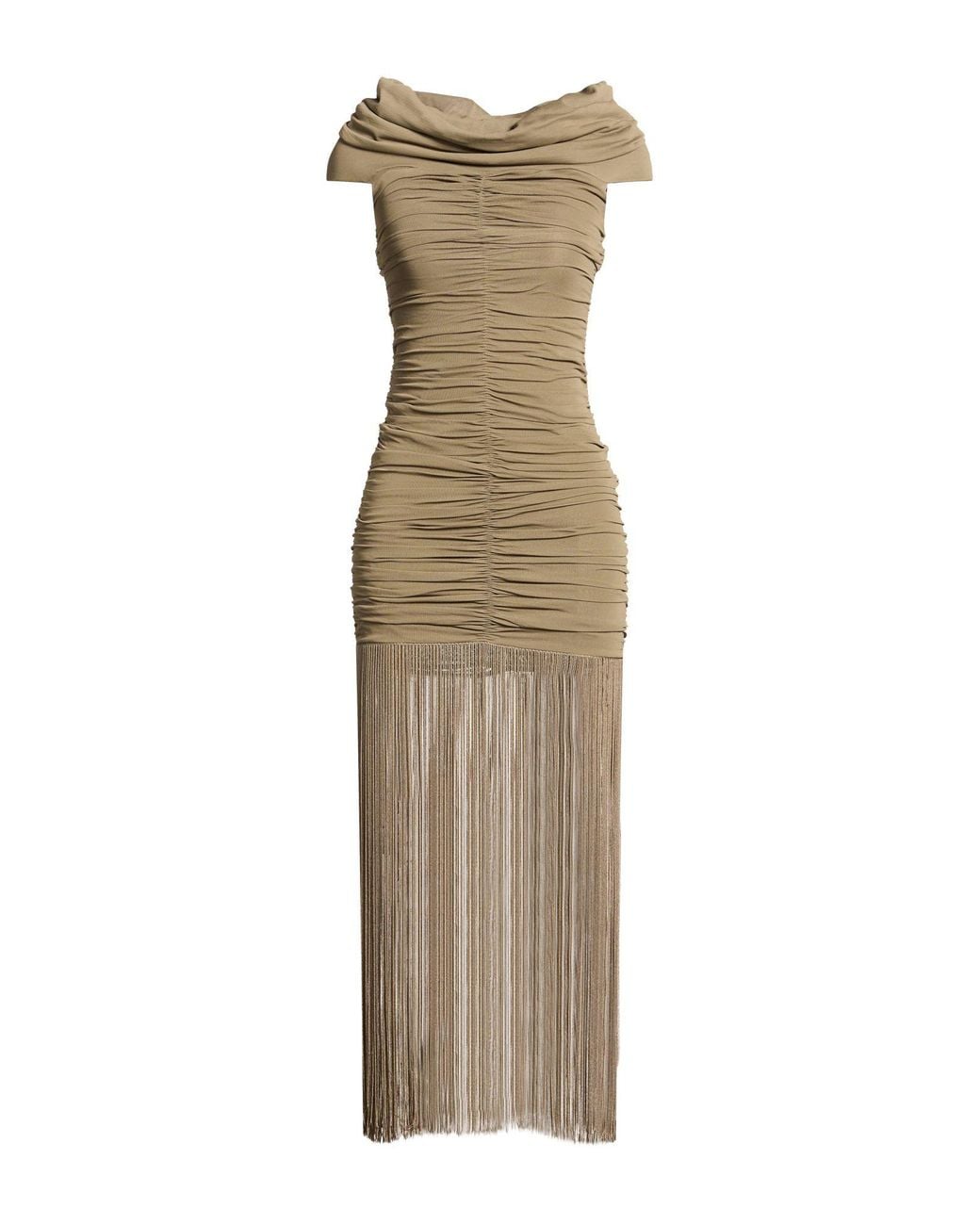 Khaite Natural Military Maxi Dress Viscose, Polyamide