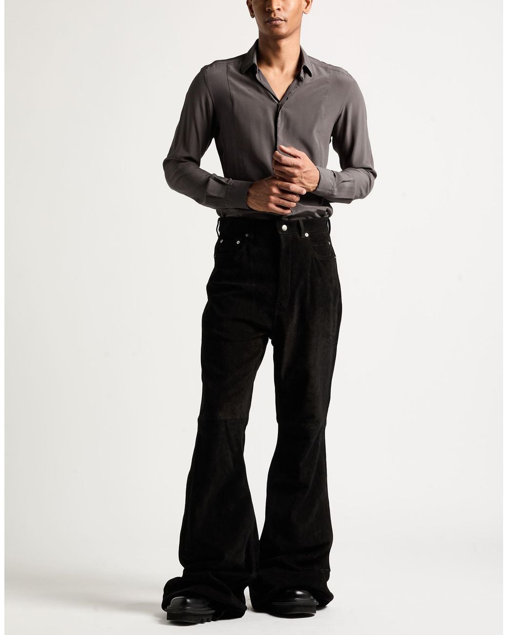 Rick Owens Black Pants Cow Leather for men