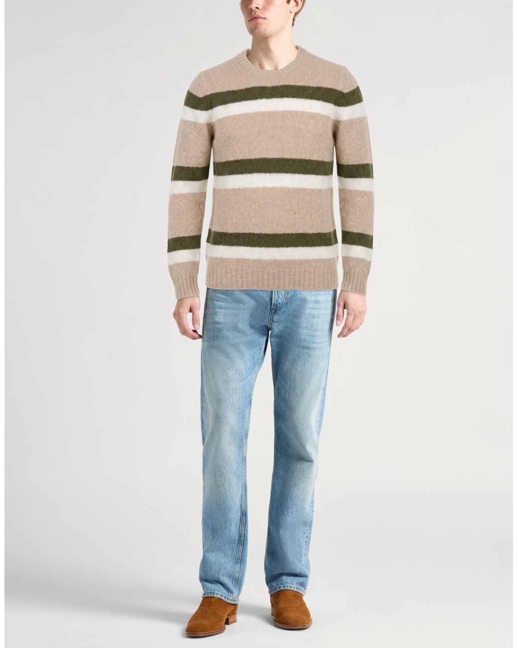 Moorer Natural Sand Sweater Wool, Cashmere, Polyamide for men