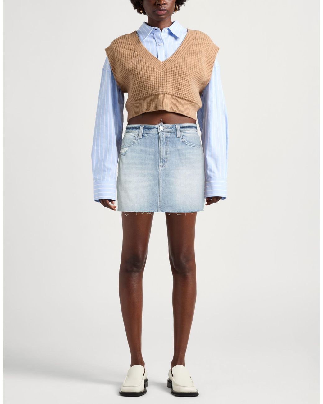 ICON DENIM Blue Denim Skirt Cotton