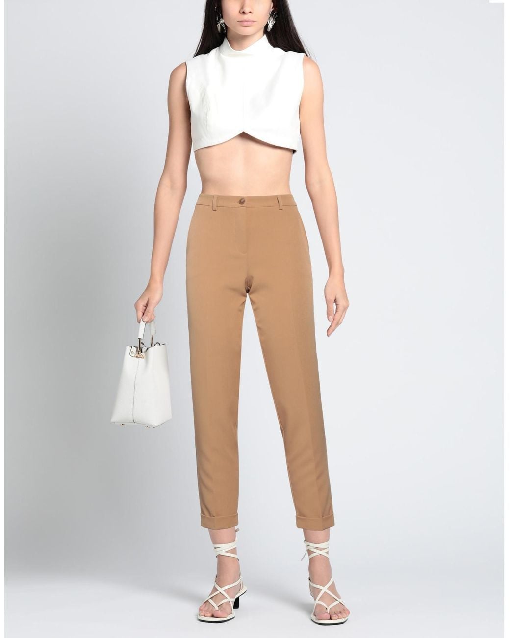 19.70 Nineteen Seventy Natural Camel Pants Polyester, Elastane