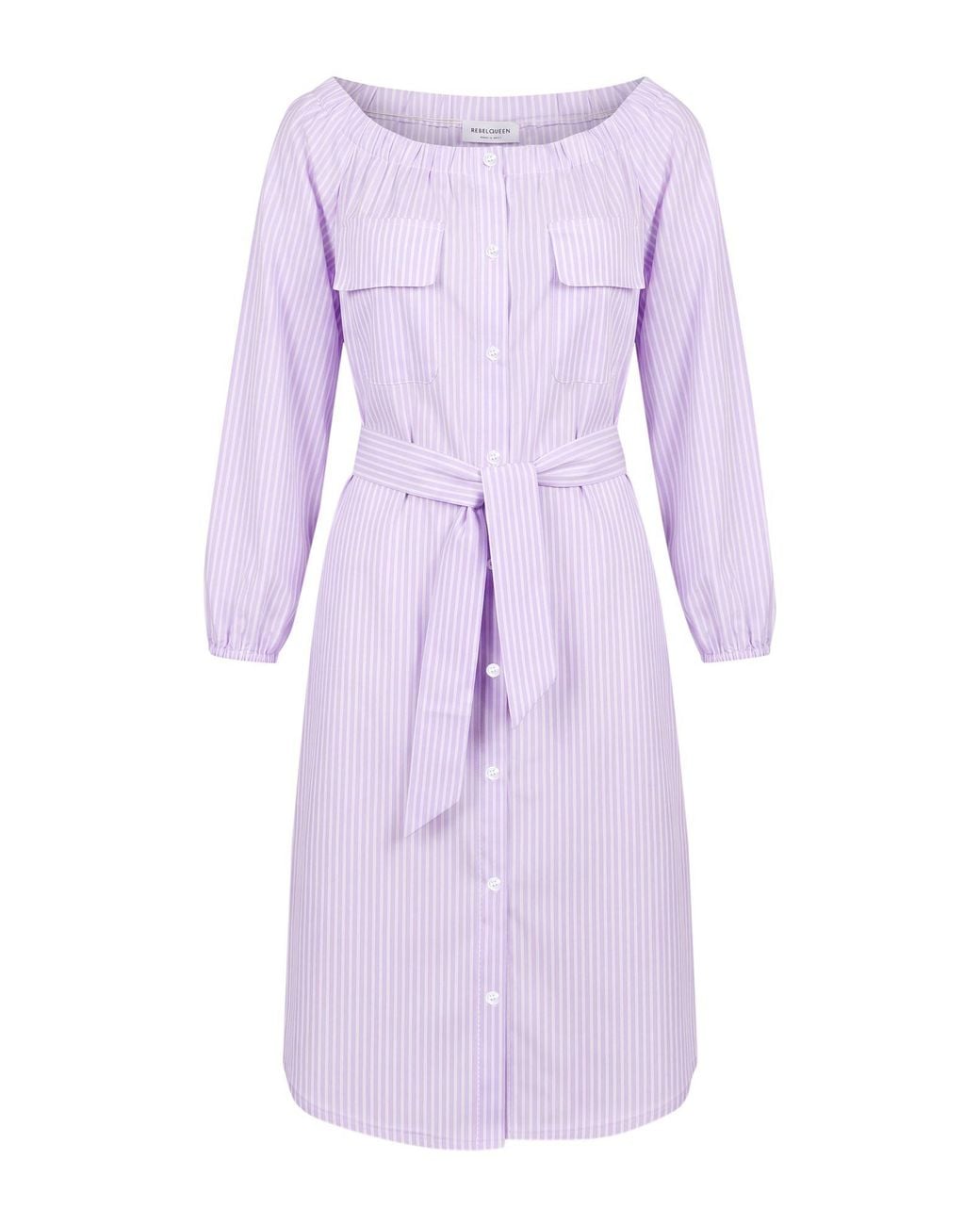 Rebel Queen Purple Lilac Midi Dress Cotton, Polyamide, Elastane