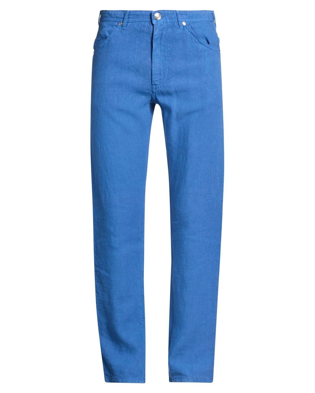 120% Lino Blue Pants for men