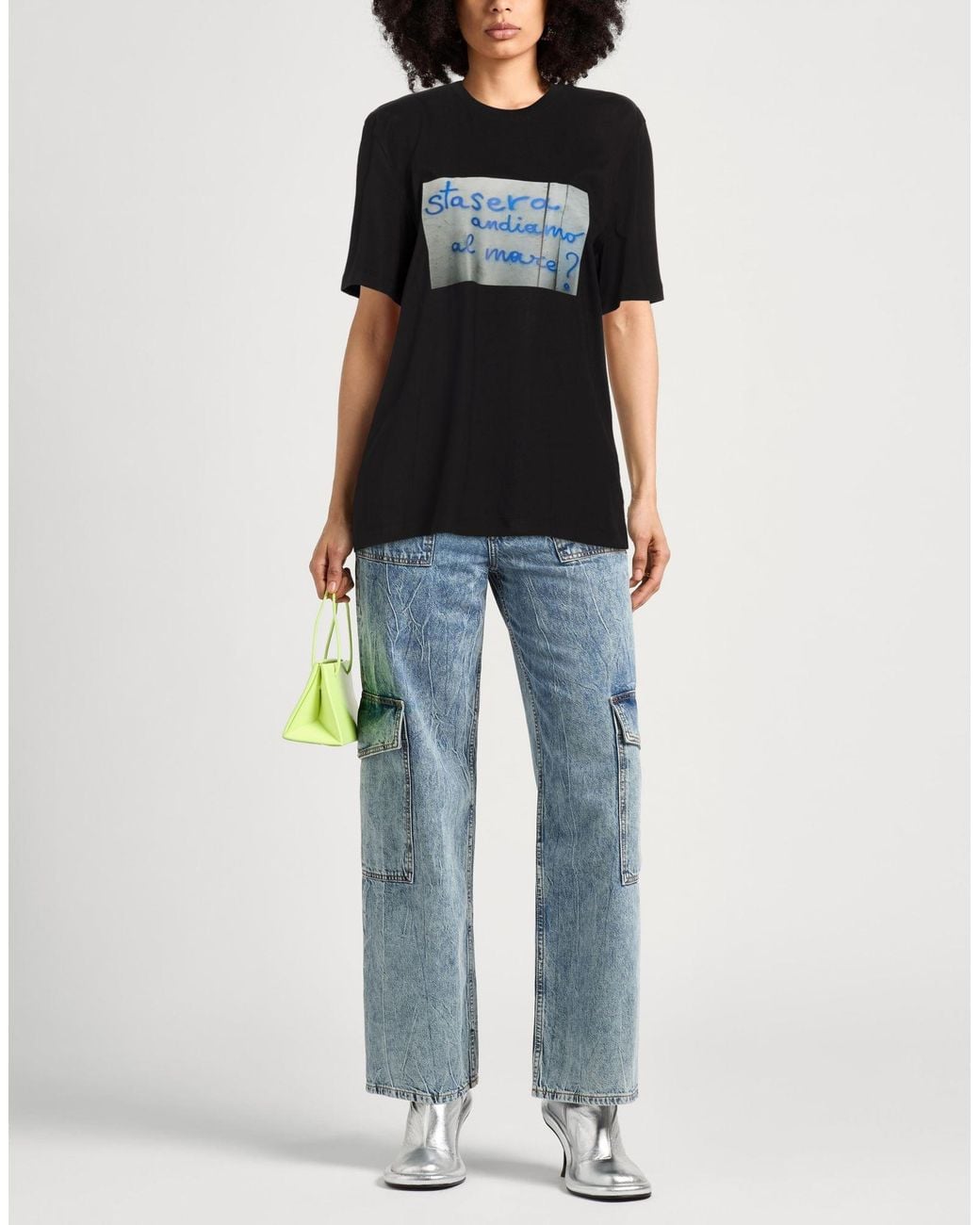 MSGM Black T-Shirt Cotton