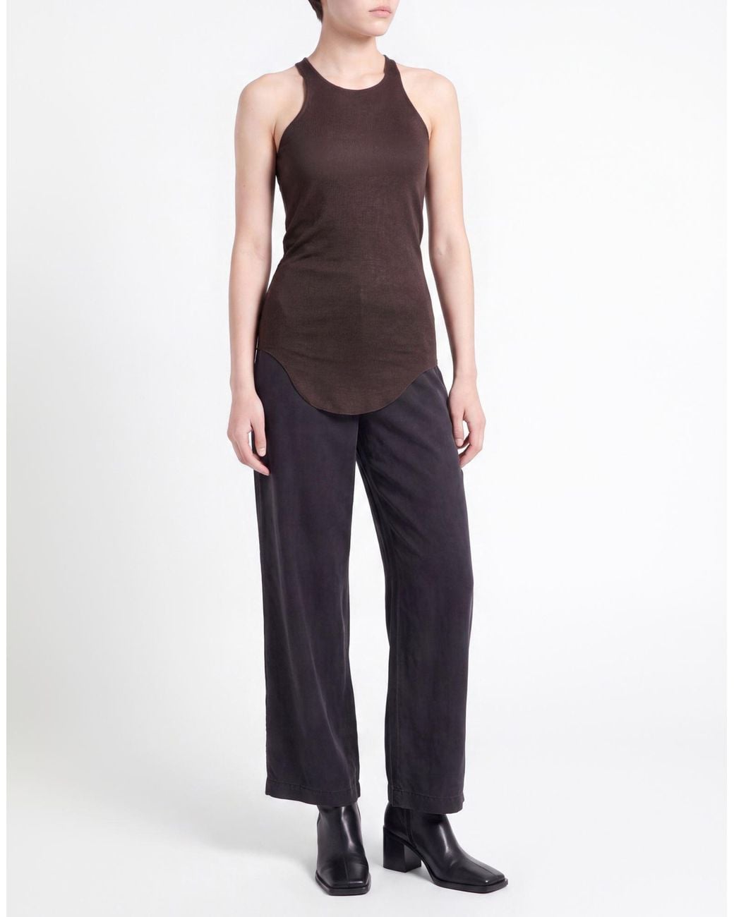 Rick Owens Brown Tank Top Viscose, Polyamide, Elastane