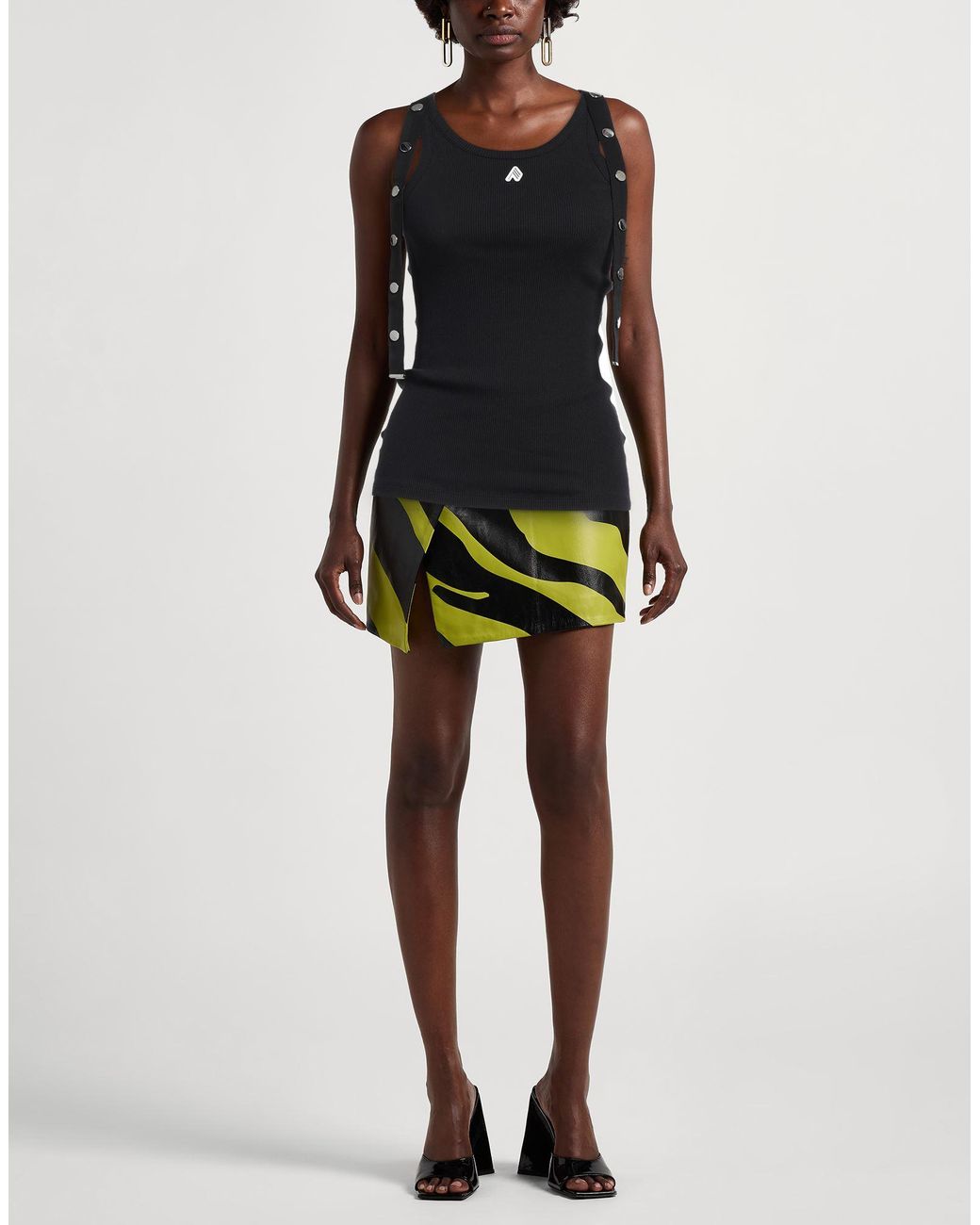 The Attico Black Tank Top Cotton, Polyester