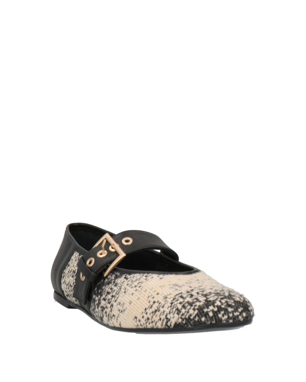 Castaner White Ballet Flats Textile Fibers, Leather