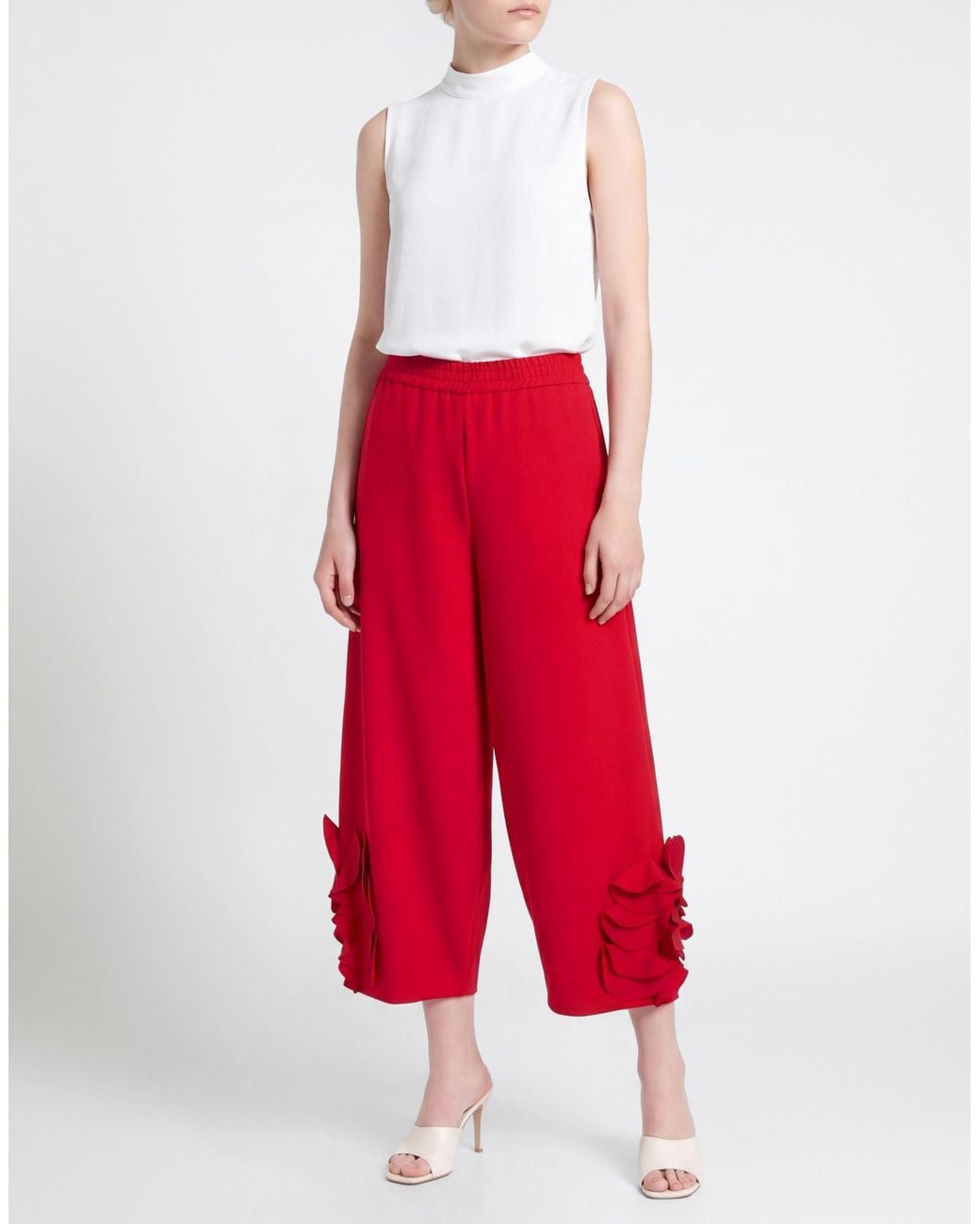 MEIMEIJ Red Pants Viscose, Polyamide, Elastane