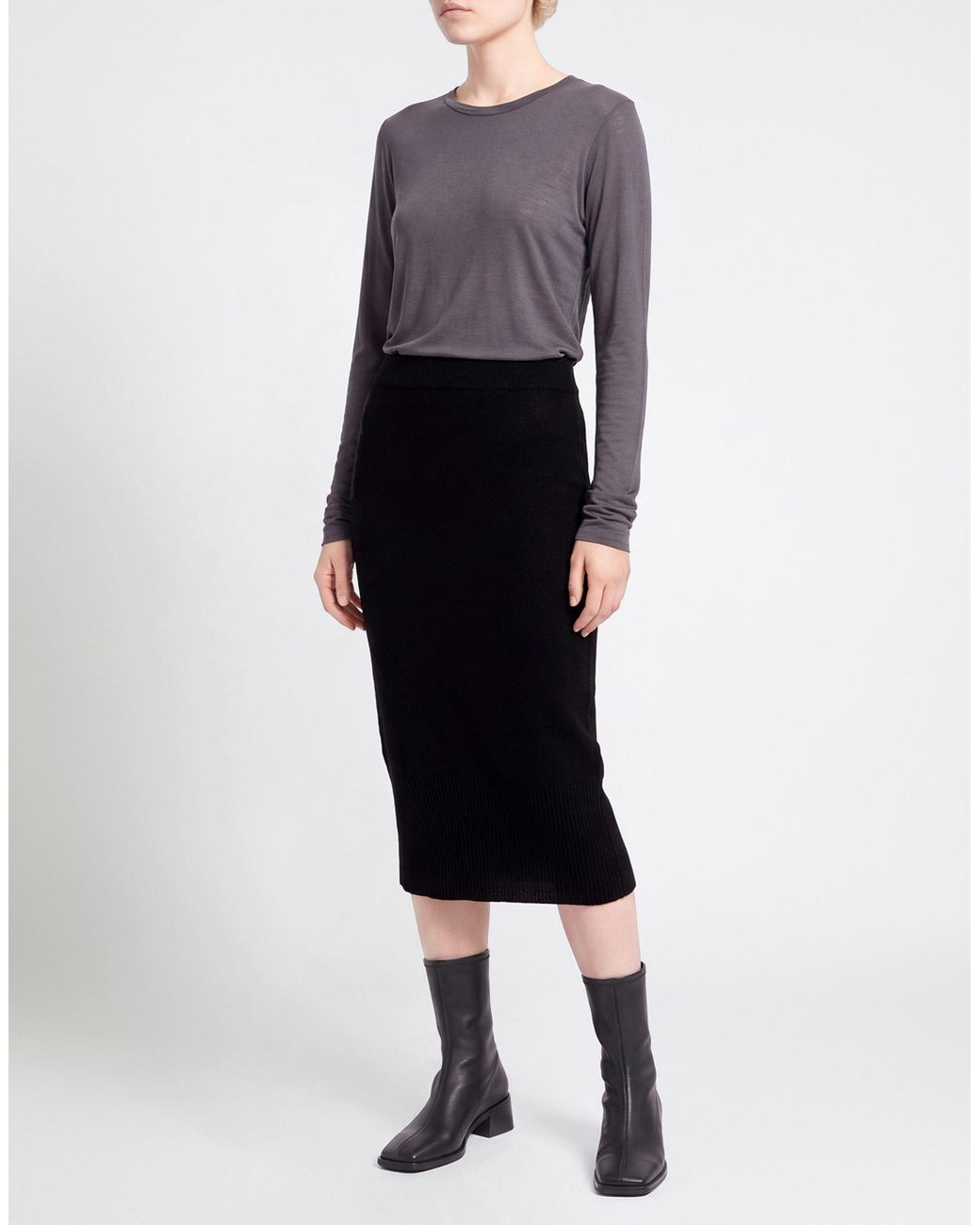 Jijil Black Midi Skirt Acrylic, Merino Wool