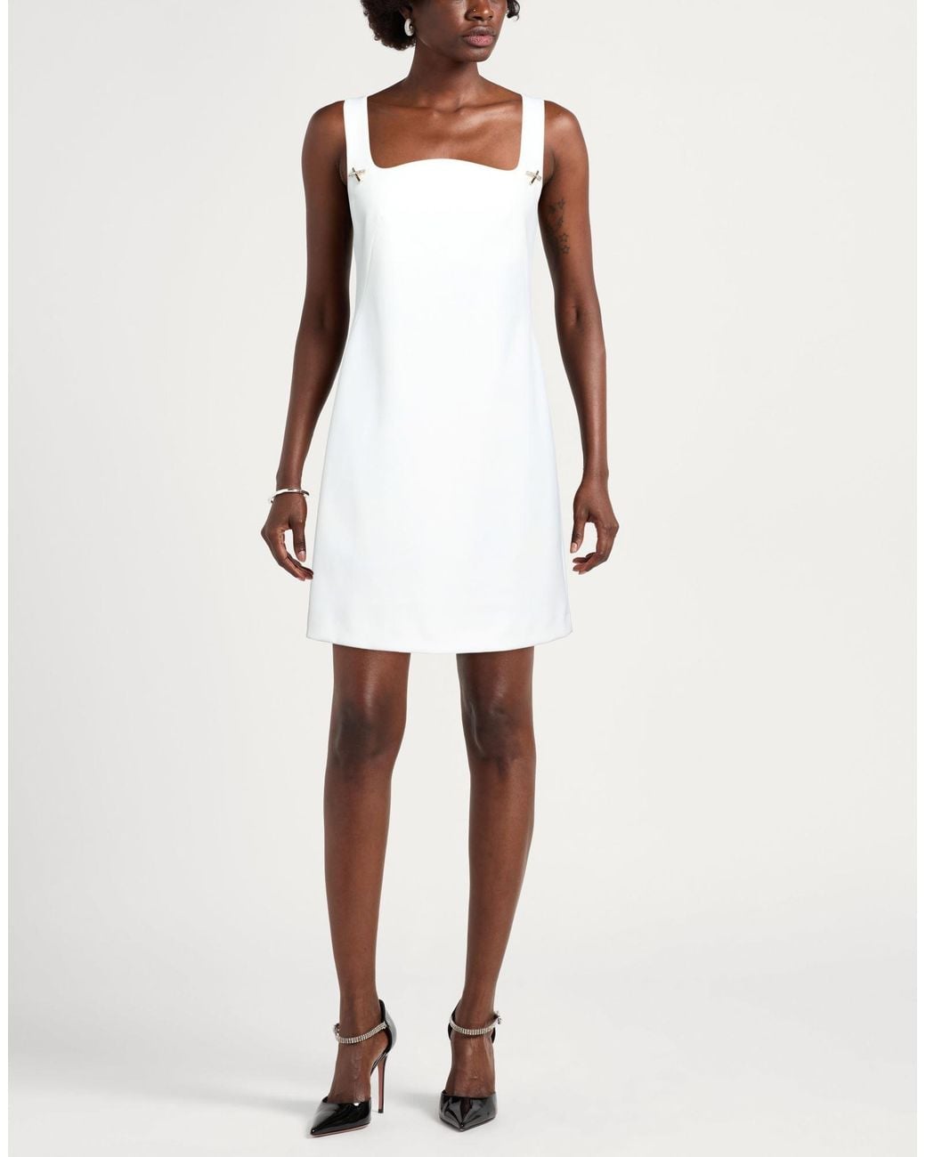 Genny White Mini Dress Viscose, Polyamide, Elastane