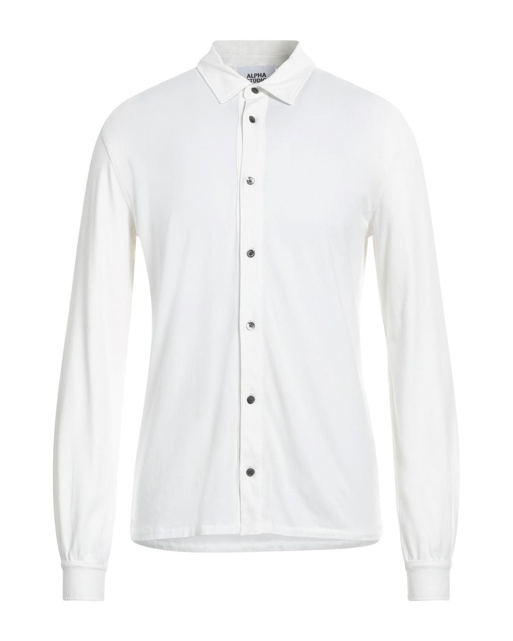 Alpha Studio White Slim-Fit Jersey Shirt for men