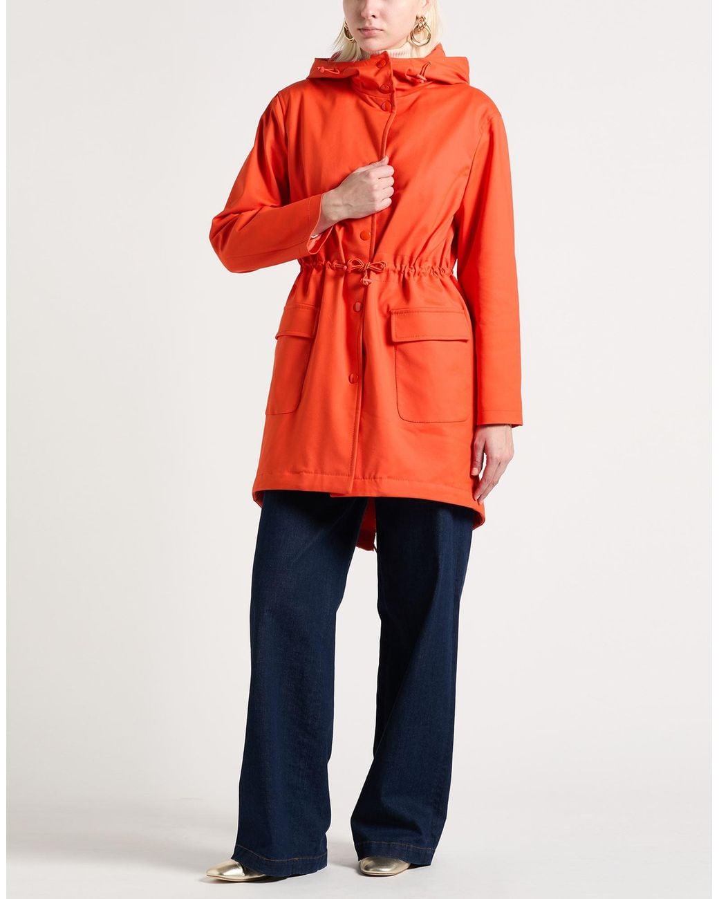 Moschino Orange Coat Polyester, Cotton, Elastane