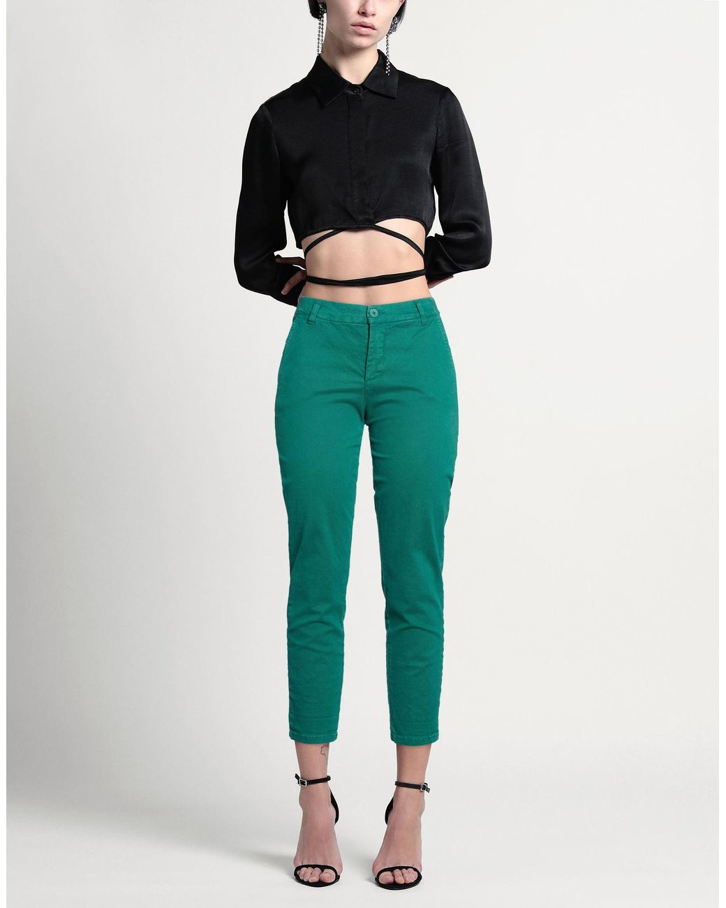 GRIFFAI Green Pants Cotton, Elastane