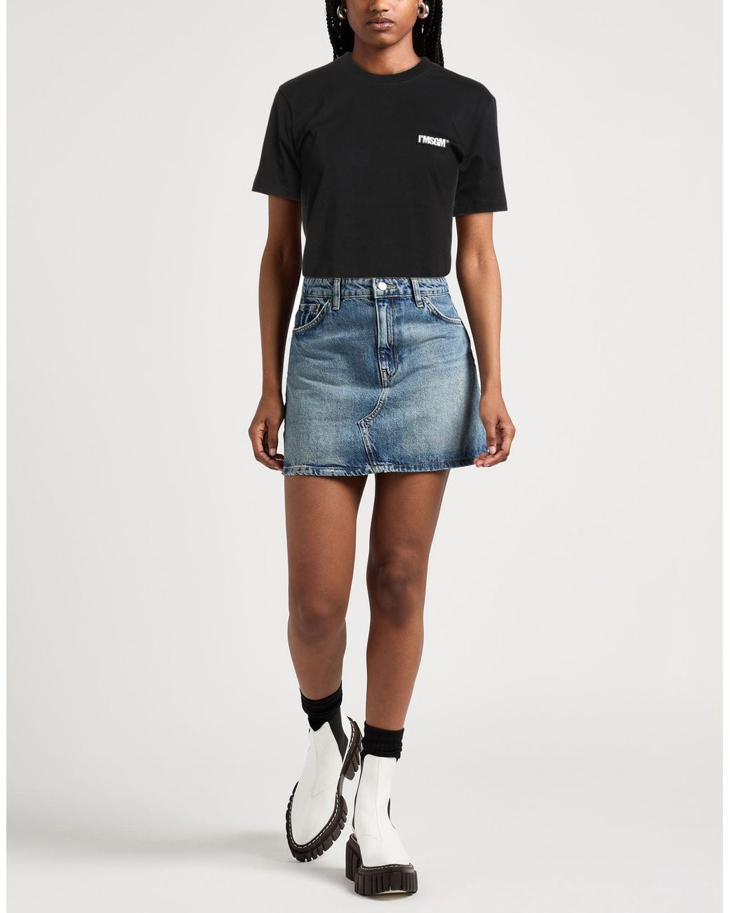 MSGM Black T-Shirt Cotton
