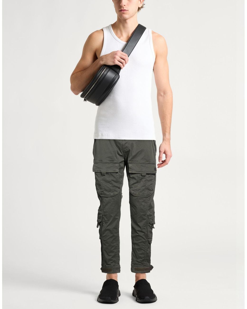 Alpha Industries Gray Pants Cotton, Elastane for men