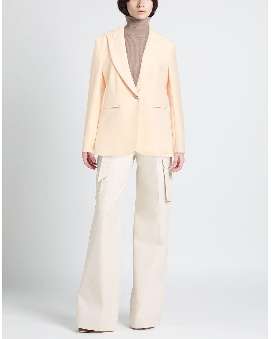 SIMONA CORSELLINI Natural Blazer Polyester, Elastane