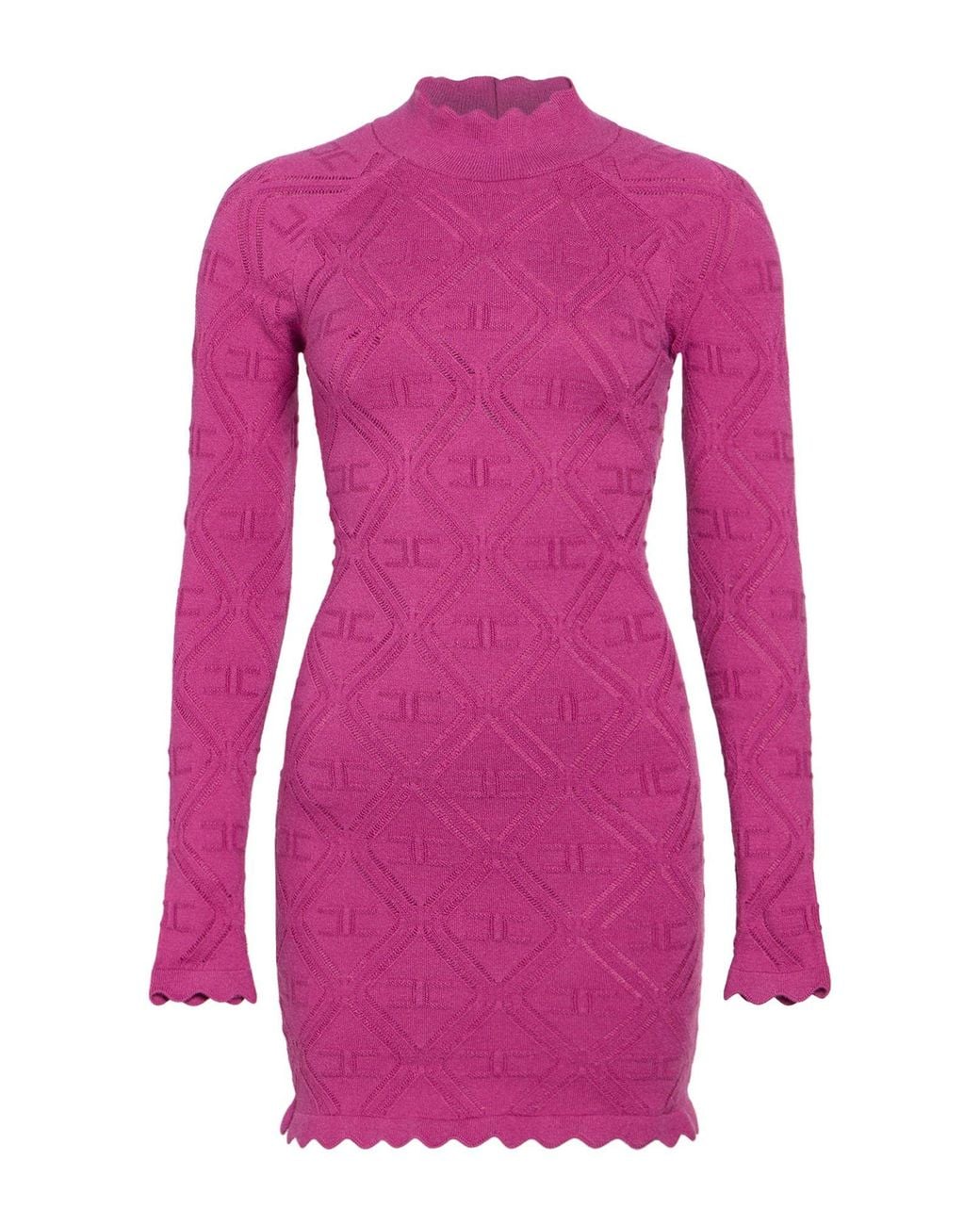 Elisabetta Franchi Pink Mini Dress Viscose, Polyamide, Wool