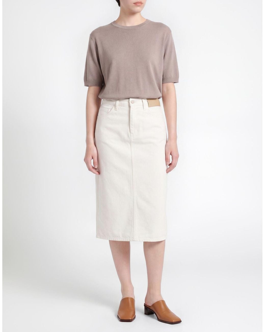 The Mannei White Denim Skirts